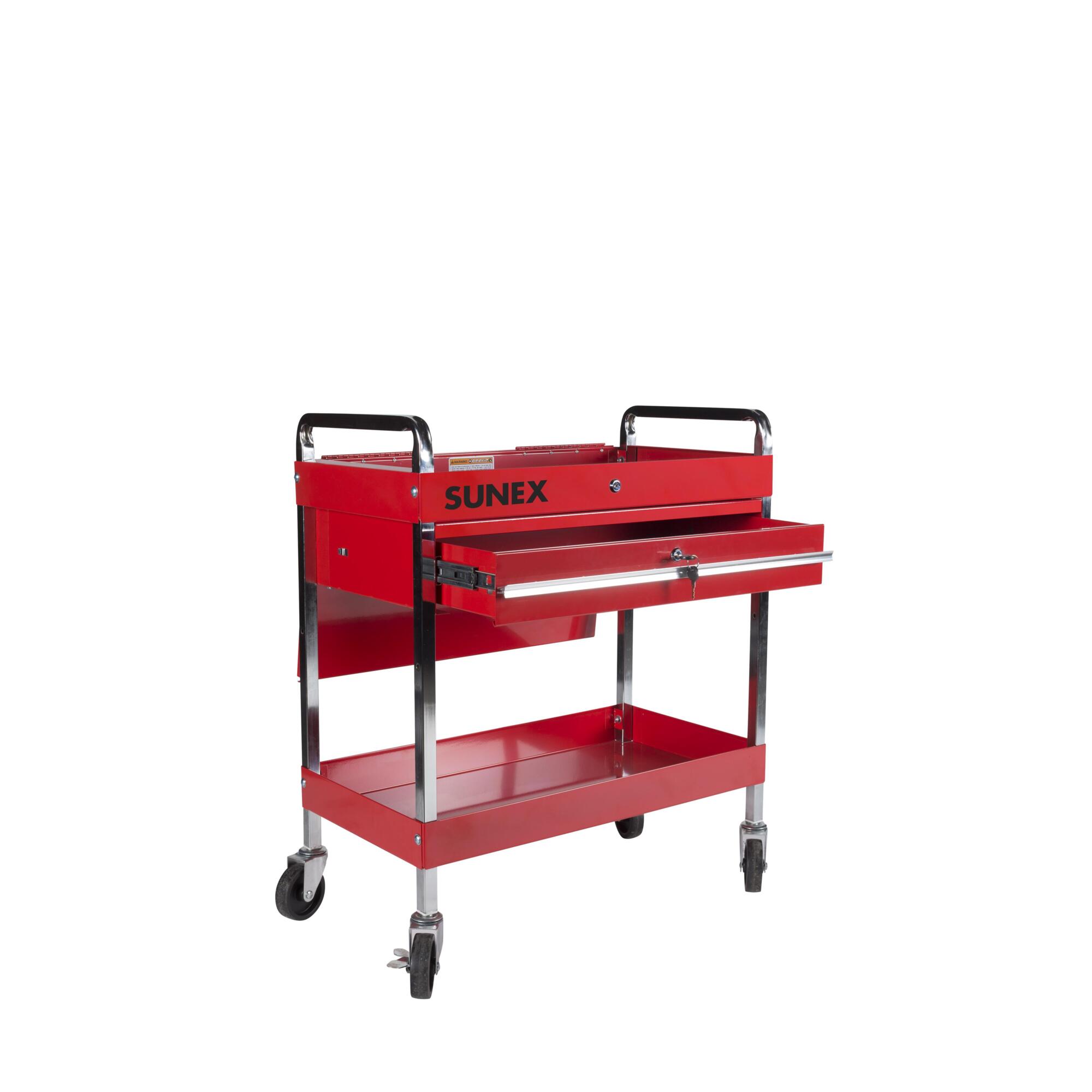 Sunex Tools Service Cart — 30.25in. Width, 35.5in. Height, Locking Top and Drawer, Red, Model# 8013A